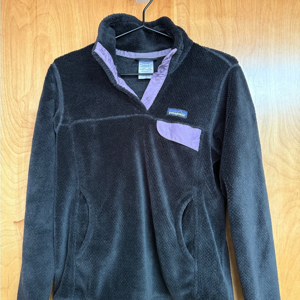 Patagonia Black Fleece with Purple Trim
